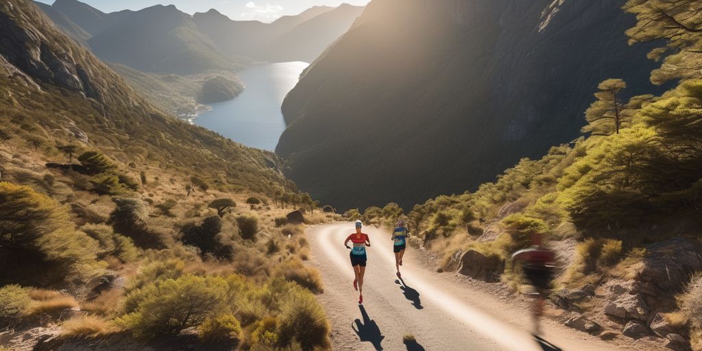 experienced marathon runners training in scenic locations