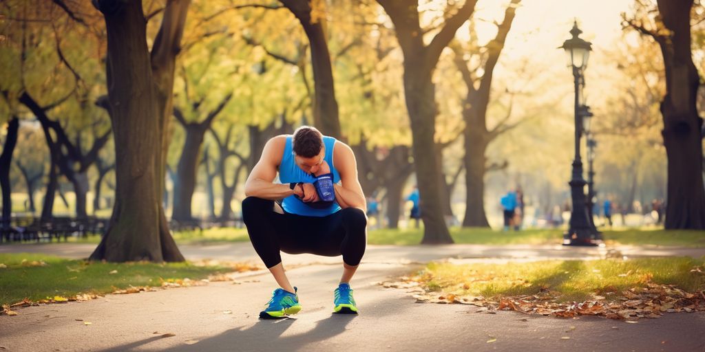 runner resting after marathon in a park